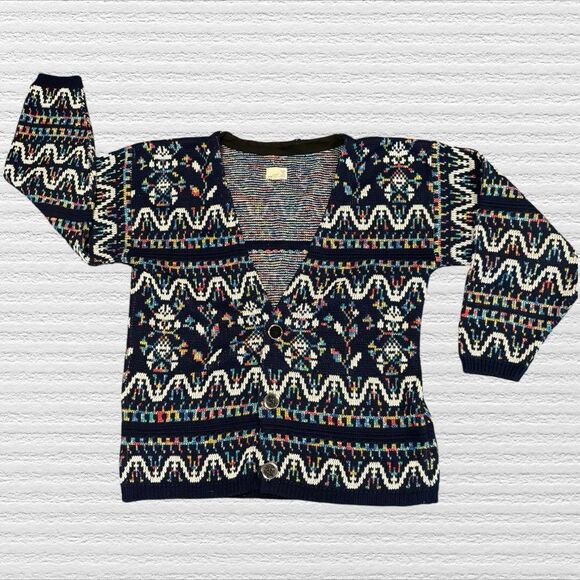 Urban Renewal / Bramble Lane Colorful Cardigan M/L Recycled Upcycled USA 70s 80s - Picture 1 of 6